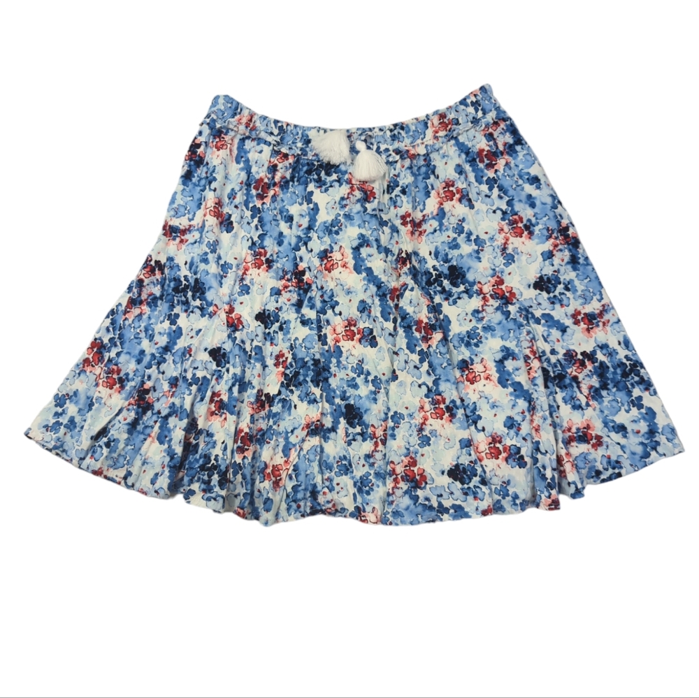 Crown & Ivy floral skirt, blue flowers, lined, elastic waist, size small NWT